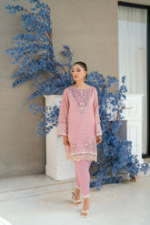 SS25DA-2702 LIGHT PINK 2PCS EMBROIDERED KURTA WITH TROUSER
