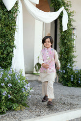 SS25DK-0185 - CREAM - KURTA ,PAJAMA & WAIST COAT - 3PCS