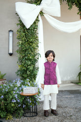 SS25DK-0192 - OFF WHITE - KURTA ,PAJAMA & WAIST COAT - 3PCS