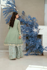 SS25DA-2705 LIGHT GREEN 2PCS EMBROIDERED KURTA WITH TROUSER