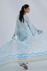 SS25DD-2560 SKY BLUE PRINTED DUPATTA