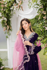 FW25DD-2830 MAGENTA EMBROIDERED DUPATTA