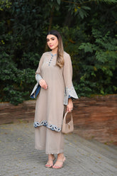 FW25DC-2877 GREY 2PCS EMBROIDERED KURTA WITH TROUSER