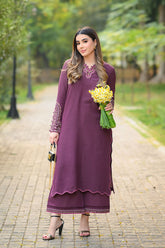 FW25DC-2879 PURPLE 2PCS EMBROIDERED KURTA WITH TROUSER