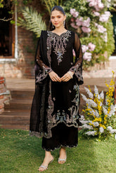 SS26DA-2905 BLACK 2PCS EMBROIDERED KURTA WITH TROUSER