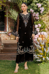 SS26DA-2905 BLACK 2PCS EMBROIDERED KURTA WITH TROUSER