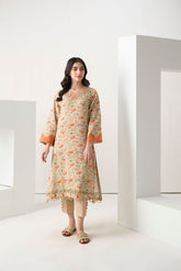 DC-2289 BEIGE 2PCS EMBROIDERED KURTA WITH TROUSER