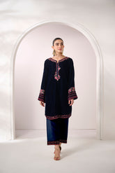 FW24DA-2614 NAVY BLUE 2PCS EMBROIDERED KURTA WITH TROUSER