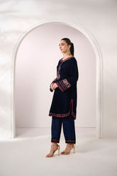 FW24DA-2614 NAVY BLUE 2PCS EMBROIDERED KURTA WITH TROUSER