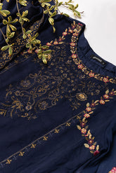 DA-2042 NAVY BLUE EMBROIDERED KURTA WITH DUPATTA