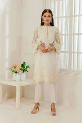 DA-1311 OFF-WHITE EMBROIDERED KURTA