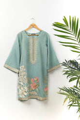 DA-1354 C-GREEN EMBROIDERED KURTA