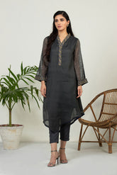 DA-1439 GREY EMBROIDERED KURTA