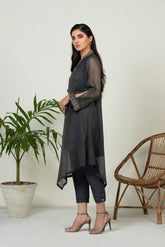 DA-1439 GREY EMBROIDERED KURTA