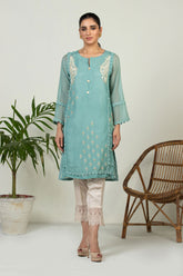 DA-1444 GREEN EMBROIDERED KURTA