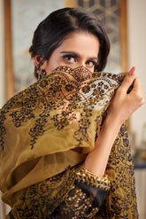 DA-1450 Black EMBROIDERED KURTA WITH DUPATTA