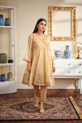 DA-1455 Beige EMBROIDERED KURTA