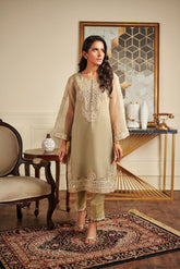 DA-1456 GREEN EMBROIDERED KURTA