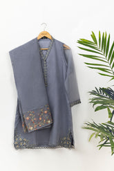 DA-1482 GREY EMBROIDERED KURTA WITH DUPATTA