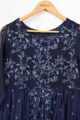DA-1493 BLUE EMBROIDERED KURTA