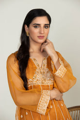 DA-1494 RUST EMBROIDERED KURTA