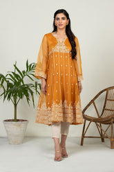 DA-1494 RUST EMBROIDERED KURTA