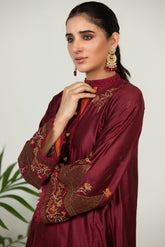 DA-1505 MAROON EMBROIDERED KURTA