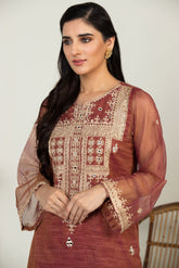 DA-1508 MAROON EMBROIDERED KURTA
