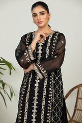 DA-1511 BLACK EMBROIDERED KURTA