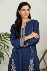 DA-1512 BLUE EMBROIDERED KURTA
