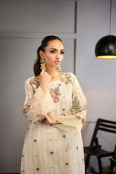DA-1513 BEIGE EMBROIDERED KURTA