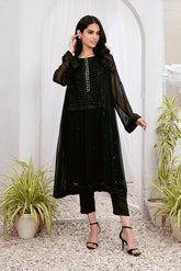DA-1516 BLACK EMBROIDERED KURTA