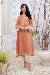 DA-1517 RUST EMBROIDERED KURTA