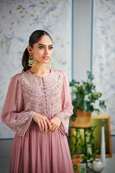 DA-1519 PURPLE EMBROIDERED KURTA
