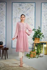 DA-1519 PURPLE EMBROIDERED KURTA