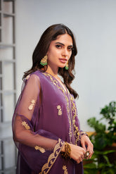 DA-1522 PURPLE EMBROIDERED KURTA