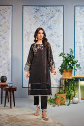 DA-1525 BLACK EMBROIDERED KURTA