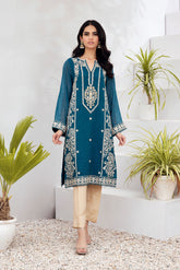 DA-1527 GREEN EMBROIDERED KURTA