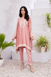 DA-1529 T-PINK EMBROIDERED KURTA