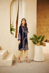 DA-1531 BLUE EMBROIDERED KURTA