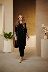 DA-1533 BLACK EMBROIDERED KURTA