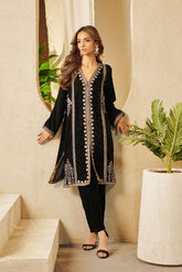DA-1546 BLACK EMBROIDERED KURTA