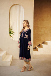 DA-1547 BLUE EMBROIDERED KURTA
