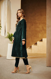 DA-1549 GREEN EMBROIDERED KURTA