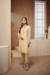 DA-1554 BEIGE EMBROIDERED KURTA