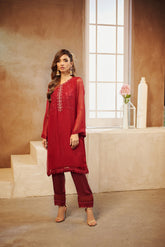 DA-1559 MAROON EMBROIDERED KURTA