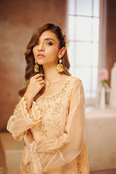 DA-1566 PEACH EMBROIDERED KURTA