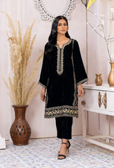 DA-1578 BLACK EMBROIDERED KURTA