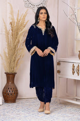 DA-1579 BLUE EMBROIDERED KURTA