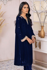 DA-1579 BLUE EMBROIDERED KURTA